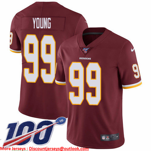 Nike Redskins #99 Chase Young Burgundy Red Team Color Men's Stitched NFL 100th Season Vapor Untouchable Limited Jersey Nike Redskins #99 Chase Young Burgundy Red Team Color Men's Stitched NFL 100th Season Vapor Untouchable Limited Jersey