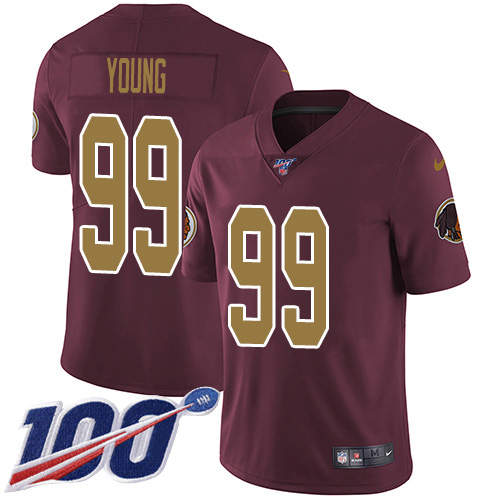 Nike Redskins #99 Chase Young Burgundy Red Alternate Men's Stitched NFL 100th Season Vapor Untouchable Limited Jersey Nike Redskins #99 Chase Young Burgundy Red Alternate Men's Stitched NFL 100th Season Vapor Untouchable Limited Jersey