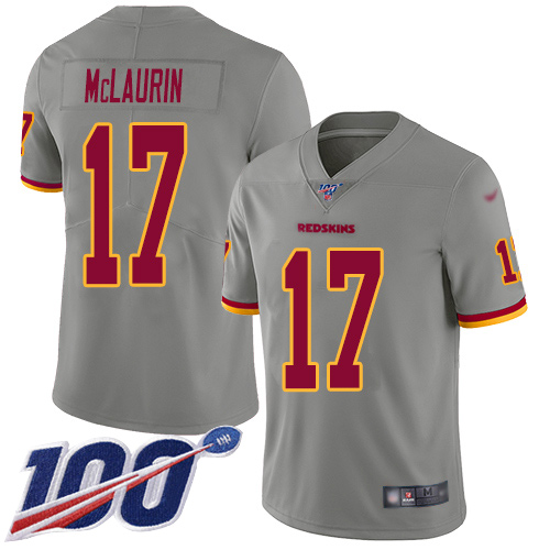 Redskins #17 Terry McLaurin Gray Men's Stitched Football Limited Inverted Legend 100th Season Jersey Redskins #17 Terry McLaurin Gray Men's Stitched Football Limited Inverted Legend 100th Season Jersey