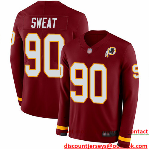 Redskins #90 Montez Sweat Burgundy Red Team Color Men's Stitched Football Limited Therma Long Sleeve Jersey Redskins #90 Montez Sweat Burgundy Red Team Color Men's Stitched Football Limited Therma Long Sleeve Jersey