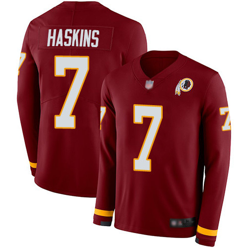 Redskins #7 Dwayne Haskins Burgundy Red Team Color Men's Stitched Football Limited Therma Long Sleeve Jersey Redskins #7 Dwayne Haskins Burgundy Red Team Color Men's Stitched Football Limited Therma Long Sleeve Jersey