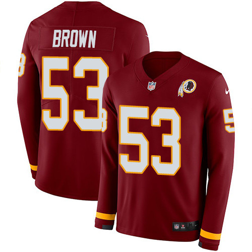 Nike Redskins #53 Zach Brown Burgundy Red Team Color Men's Stitched NFL Limited Therma Long Sleeve Jersey Nike Redskins #53 Zach Brown Burgundy Red Team Color Men's Stitched NFL Limited Therma Long Sleeve Jersey