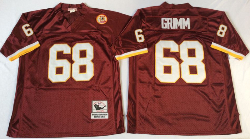 Mitchell And Ness Redskins #68 Russ Grimm Red Throwback Stitched NFL Jersey Mitchell And Ness Redskins #68 Russ Grimm Red Throwback Stitched NFL Jersey
