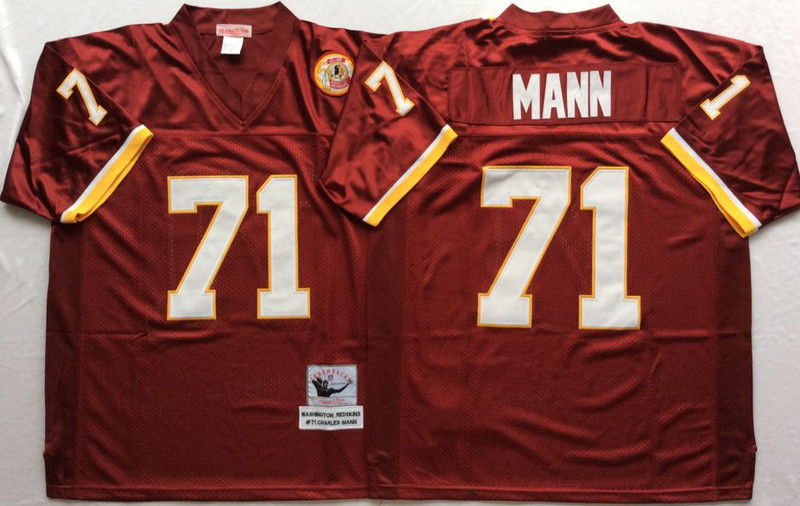 Mitchell And Ness Redskins #71 MANN Red Throwback Stitched NFL Jersey Mitchell And Ness Redskins #71 MANN Red Throwback Stitched NFL Jersey