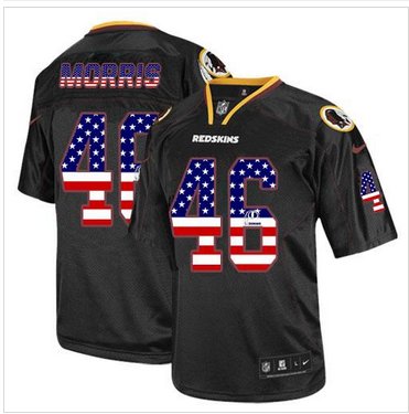 NEW Washington Redskins #46 Alfred Morris Black NFL Elite USA Flag Fashion Jersey