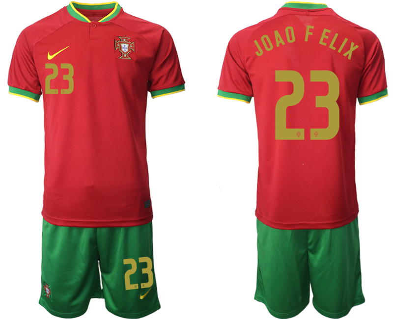 Men's Portugal #23 Joao F Elix Red Home Soccer Jersey Suit Men's Portugal #23 Joao F Elix Red Home Soccer Jersey Suit