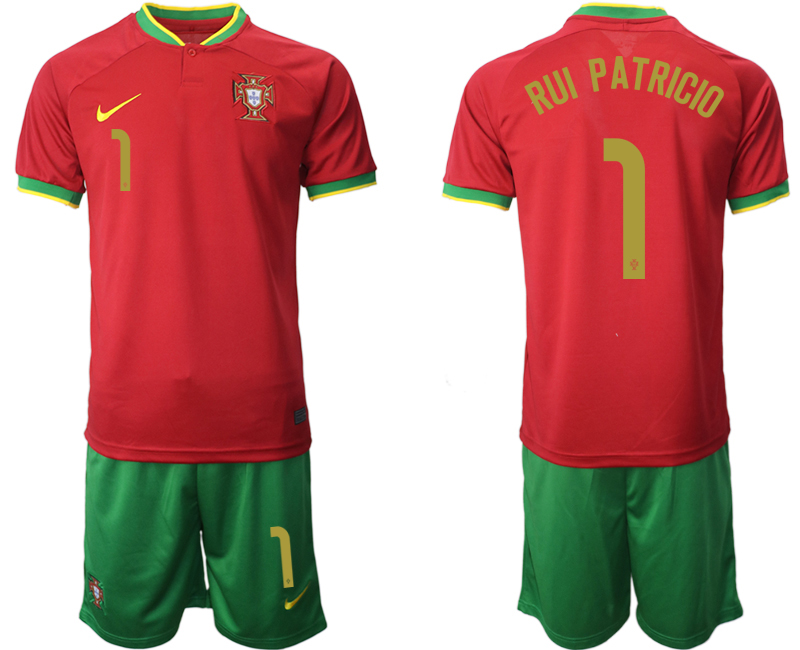 Men's Portugal #1 Rui Patricio Red Home Soccer Jersey Suit Men's Portugal #1 Rui Patricio Red Home Soccer Jersey Suit