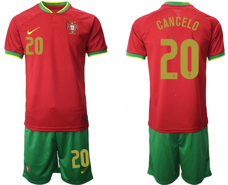 Men's Portugal #20 Cancelo Red Home Soccer Jersey Suit Men's Portugal #20 Cancelo Red Home Soccer Jersey Suit