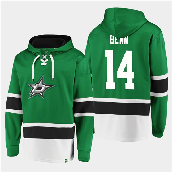 Men's Dallas Stars #14 Jamie Benn Green Ageless Must-Have Lace-Up Pullover Hoodie Men's Dallas Stars #14 Jamie Benn Green Ageless Must-Have Lace-Up Pullover Hoodie