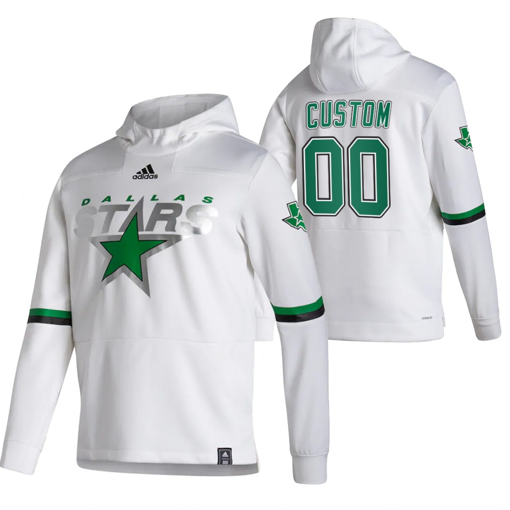 Dallas Stars Custom Adidas Reverse Retro Pullover Hoodie White Dallas Stars Custom Adidas Reverse Retro Pullover Hoodie White
