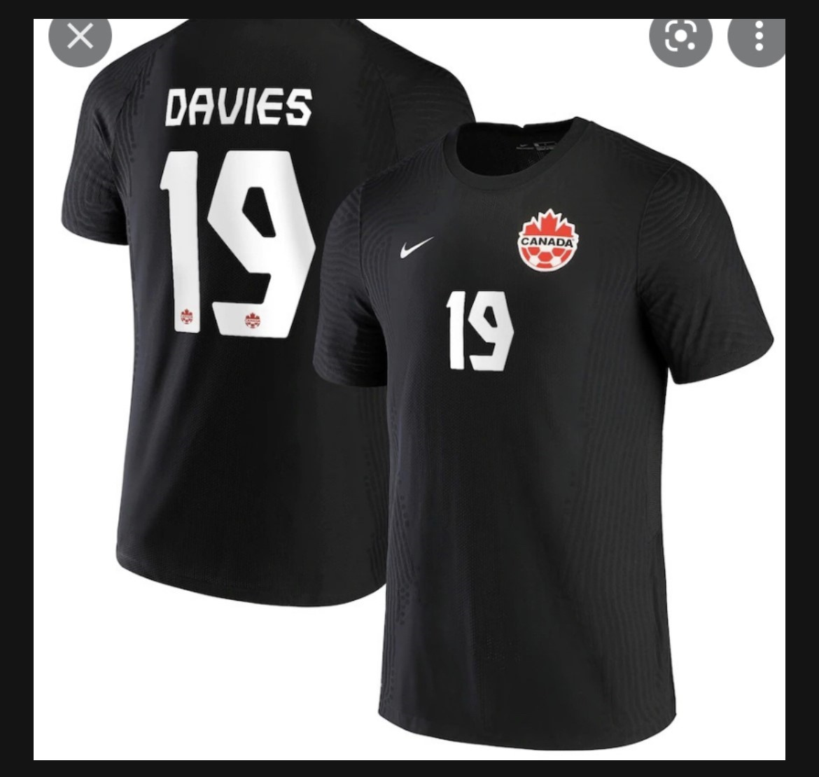 Canada #19 Davies Black T-shirt