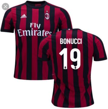 AC Milan #19 Bonucci Red Kid Soccer Club Jersey