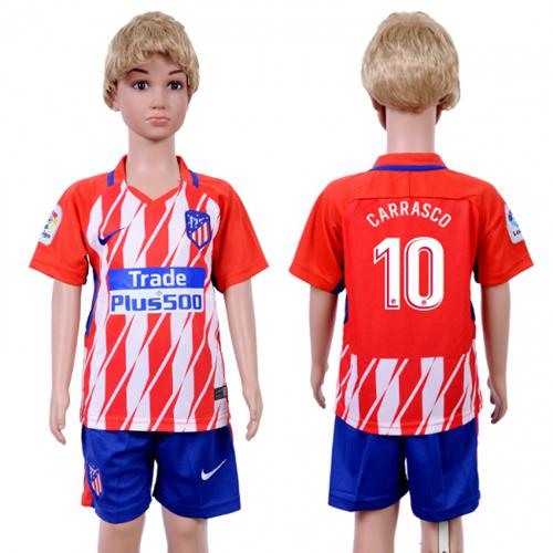 tletico Madrid #10 Carrasco Home Kid Soccer Club Jersey