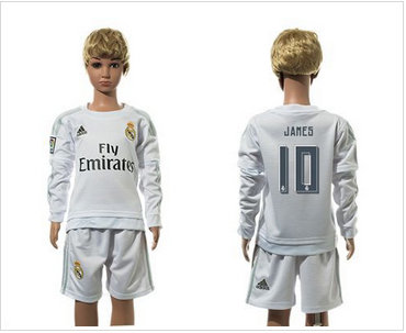 Real Madrid #10 James White Home Long Sleeves Kid Soccer Club Jersey