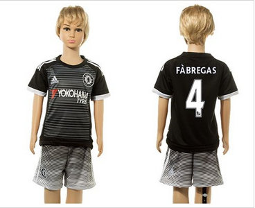 Chelsea #4 Fabregas Black Kid Soccer Club Jersey
