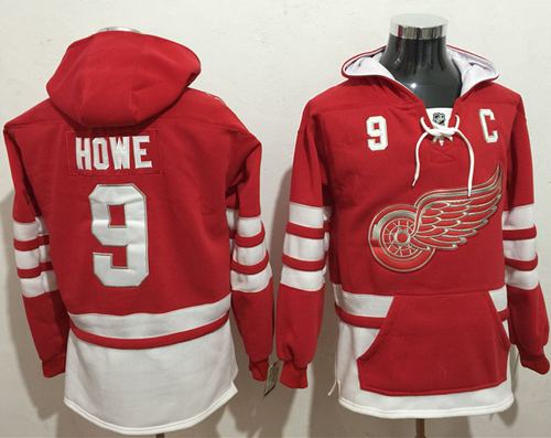 Red Wings #9 Gordie Howe Red Name & Number Pullover NHL Hoodie Red Wings #9 Gordie Howe Red Name & Number Pullover NHL Hoodie