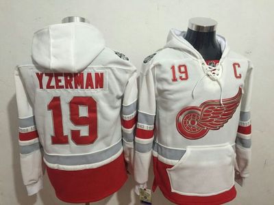 Red Wings 19 Steve Yzerman White All Stitched Hooded Sweatshirt Red Wings 19 Steve Yzerman White All Stitched Hooded Sweatshirt