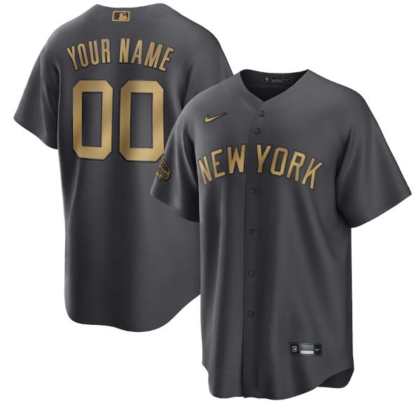 Men's New York Yankees Active Player Custom 2022 All-Star Charcoal Cool Base Stitched Baseball Jersey Men's New York Yankees Active Player Custom 2022 All-Star Charcoal Cool Base Stitched Baseball Jersey