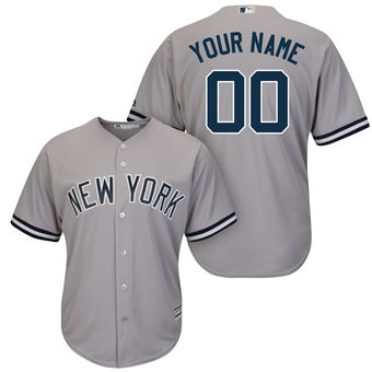 Men's New York Yankees Majestic Gray Road Cool Base Custom Jersey Men's New York Yankees Majestic Gray Road Cool Base Custom Jersey