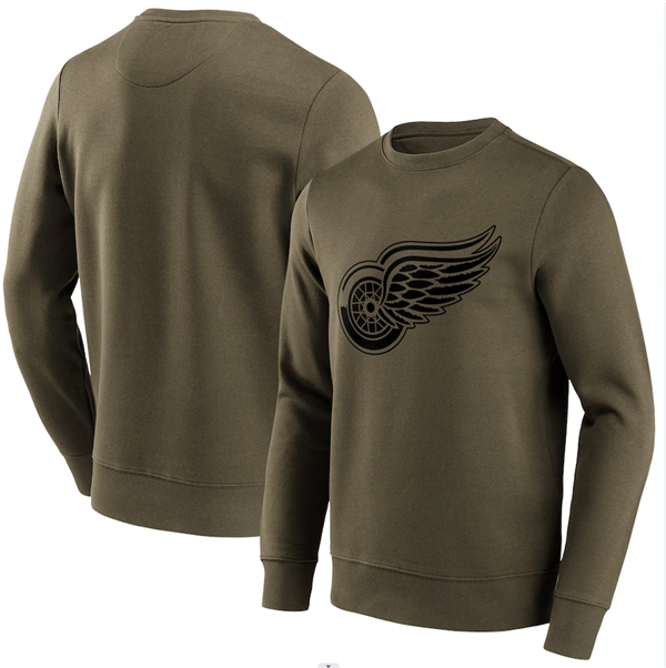 Men's Detroit Red Wings Khaki Iconic Preferred Logo Graphic Crew Sweatshirt Men's Detroit Red Wings Khaki Iconic Preferred Logo Graphic Crew Sweatshirt