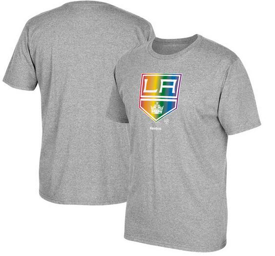 Los Angeles Kings Gray Reebok Rainbow Pride Men's Short Sleeve T-Shirt Los Angeles Kings Gray Reebok Rainbow Pride Men's Short Sleeve T-Shirt