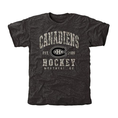 Men's Montreal Canadiens Black Camo Stack T-Shirt Men's Montreal Canadiens Black Camo Stack T-Shirt