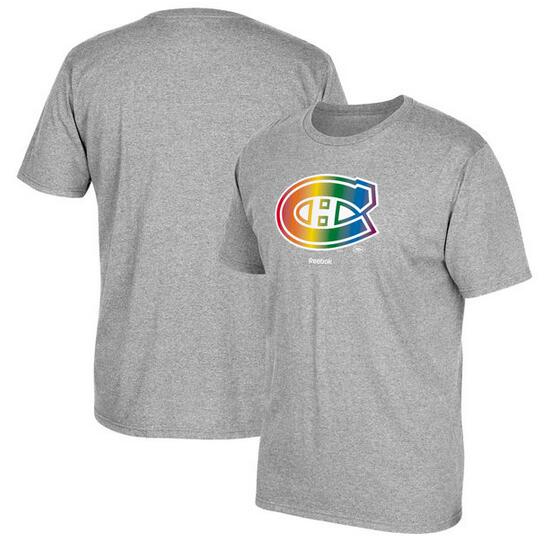 Montreal Canadiens Gray Reebok Rainbow Pride Men's Short Sleeve T-Shirt Montreal Canadiens Gray Reebok Rainbow Pride Men's Short Sleeve T-Shirt