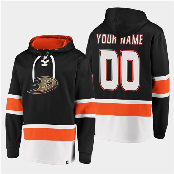 Men's Anaheim Ducks Active Player Custom Black Ageless Must-Have Lace-Up Pullover Hoodie Men's Anaheim Ducks Active Player Custom Black Ageless Must-Have Lace-Up Pullover Hoodie