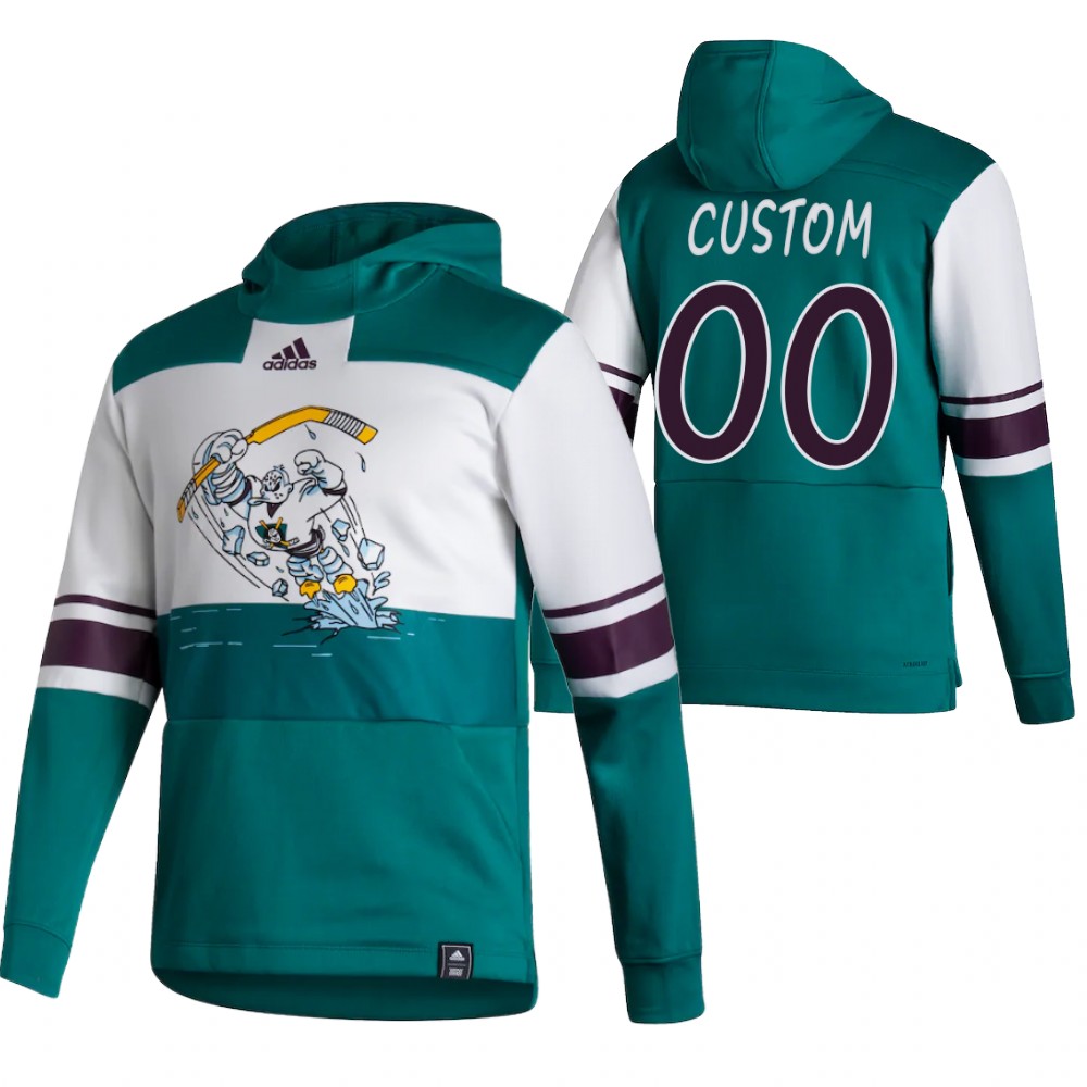 Anaheim Ducks Custom Adidas Reverse Retro Pullover Hoodie White Green Anaheim Ducks Custom Adidas Reverse Retro Pullover Hoodie White Green