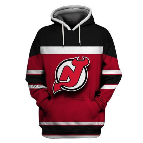 Devils Red Black All Stitched Hooded Sweatshirt Devils Red Black All Stitched Hooded Sweatshirt
