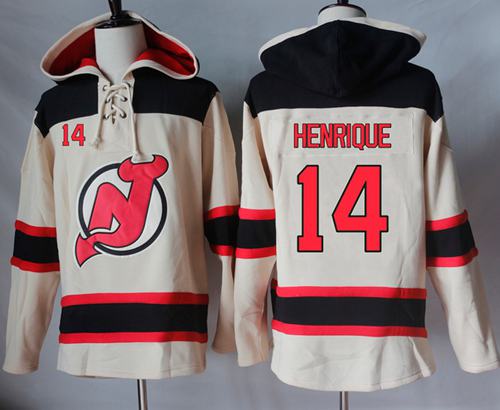 Devils #14 Adam Henrique Cream Sawyer Hooded Sweatshirt Stitched NHL Jersey Devils #14 Adam Henrique Cream Sawyer Hooded Sweatshirt Stitched NHL Jersey