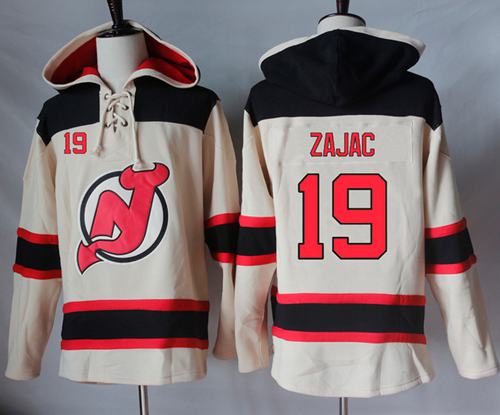 Devils #19 Travis Zajac Cream Sawyer Hooded Sweatshirt Stitched NHL Jersey Devils #19 Travis Zajac Cream Sawyer Hooded Sweatshirt Stitched NHL Jersey