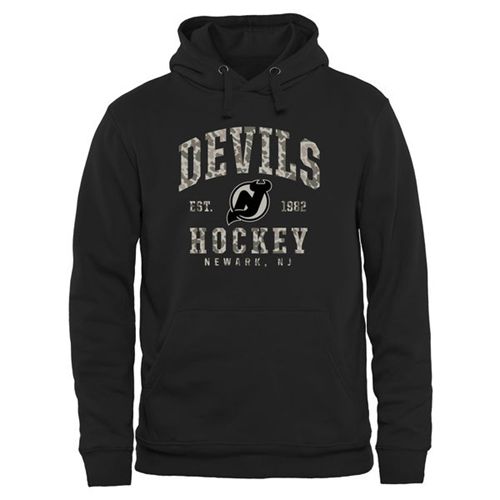 Men's New Jersey Devils Black Camo Stack Pullover Hoodie Men's New Jersey Devils Black Camo Stack Pullover Hoodie