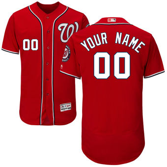 Men's Washington Nationals Majestic Alternate Scarlet Flex Base Authentic Collection Custom Jersey Men's Washington Nationals Majestic Alternate Scarlet Flex Base Authentic Collection Custom Jersey