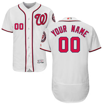 Men's Washington Nationals Majestic Home White Flex Base Authentic Collection Custom Jersey Men's Washington Nationals Majestic Home White Flex Base Authentic Collection Custom Jersey