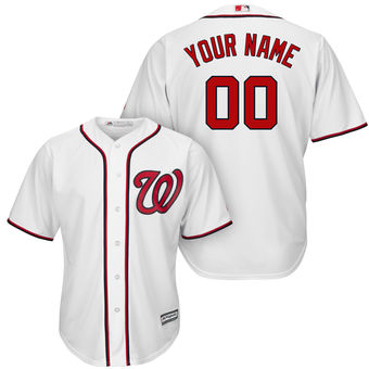 Men's Washington Nationals Majestic White Cool Base Custom Jersey Men's Washington Nationals Majestic White Cool Base Custom Jersey