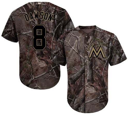 Marlins #8 Andre Dawson Camo Realtree Collection Cool Base Stitched Youth Baseball Jersey