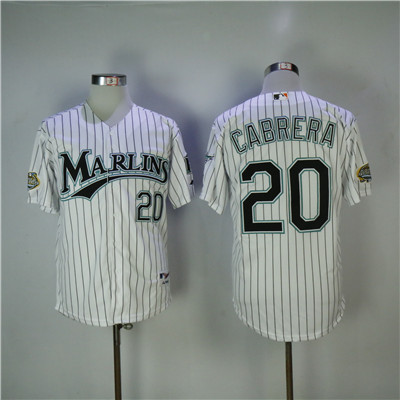 Marlins #20 Miguel Cabrera White Throwback Stitched MLB Jersey