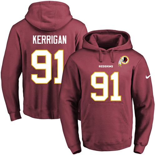 Nike Redskins #91 Ryan Kerrigan Burgundy Red Name & Number Pullover NFL Hoodie Nike Redskins #91 Ryan Kerrigan Burgundy Red Name & Number Pullover NFL Hoodie
