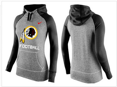 Women Nike Washington Redskins Performance Hoodie Grey & Black_1