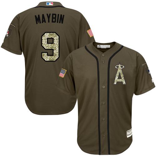 Angels #9 Cameron Maybin Green Salute to Service Stitched Youth MLB Jersey Angels #9 Cameron Maybin Green Salute to Service Stitched Youth MLB Jersey
