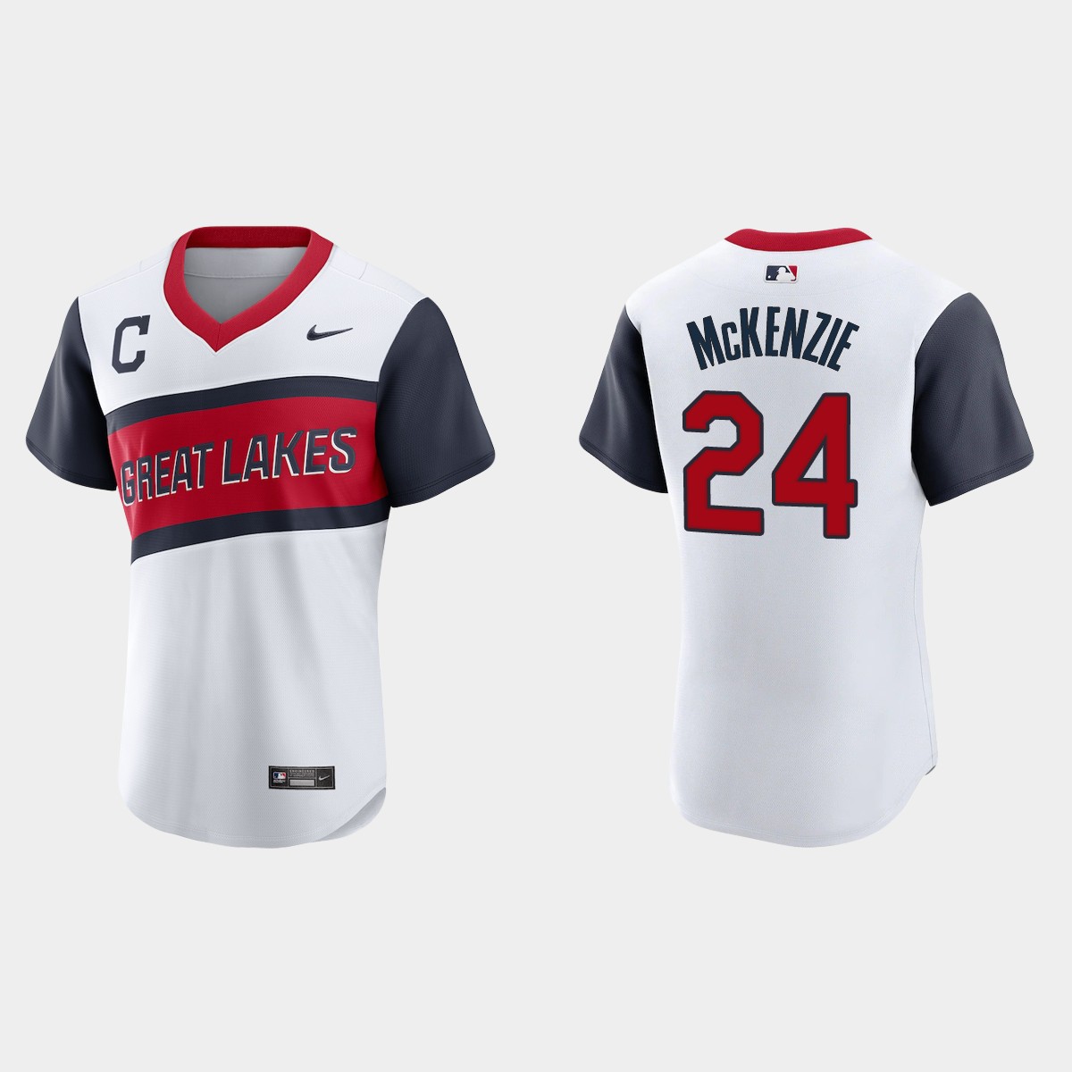 Cleveland Indians #24 Triston McKenzie Men's Nike White 2021 Little League Class Authentic MLB Jersey Cleveland Indians #24 Triston McKenzie Men's Nike White 2021 Little League Class Authentic MLB Jersey