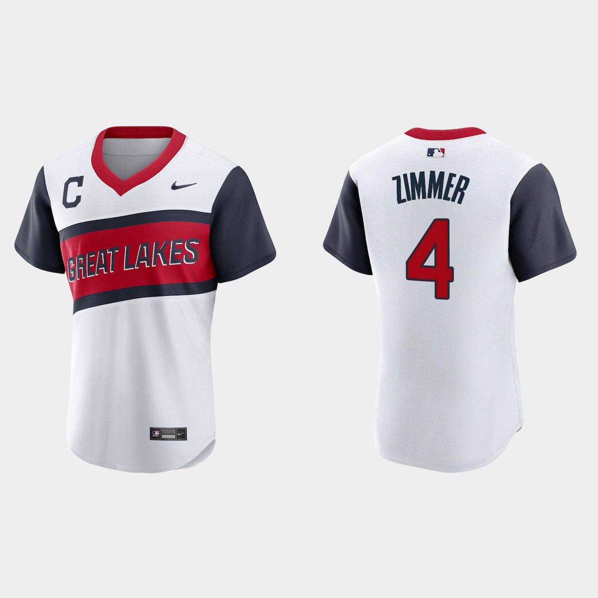 Cleveland Indians #4 Bradley Zimmer Men's Nike White 2021 Little League Classic Authentic MLB Jersey Cleveland Indians #4 Bradley Zimmer Men's Nike White 2021 Little League Classic Authentic MLB Jersey