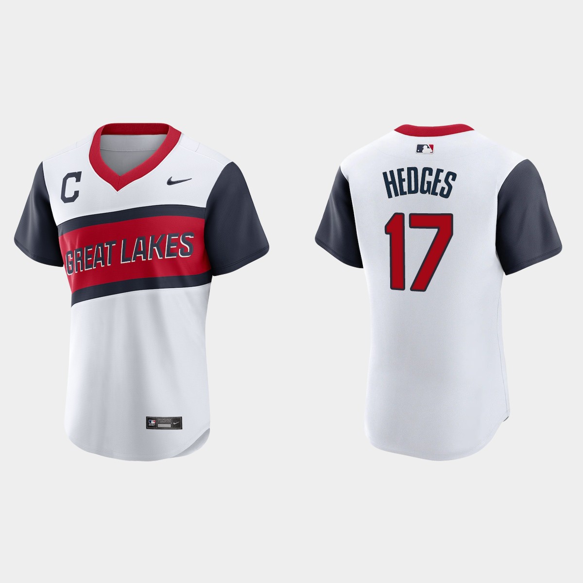 Cleveland Indians #17 Austin Hedges Men's Nike White 2021 Little League Classic Authentic MLB Jersey Cleveland Indians #17 Austin Hedges Men's Nike White 2021 Little League Classic Authentic MLB Jersey