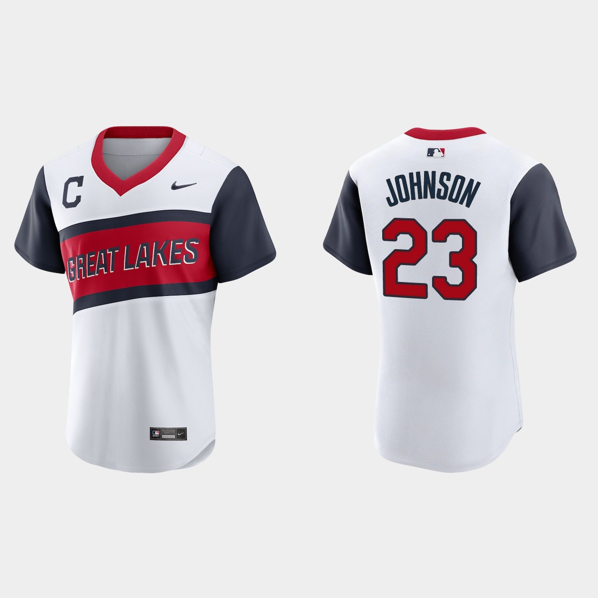 Cleveland Indians #23 Daniel Johnson Men's Nike White 2021 Little League Class Authentic MLB Jersey Cleveland Indians #23 Daniel Johnson Men's Nike White 2021 Little League Class Authentic MLB Jersey