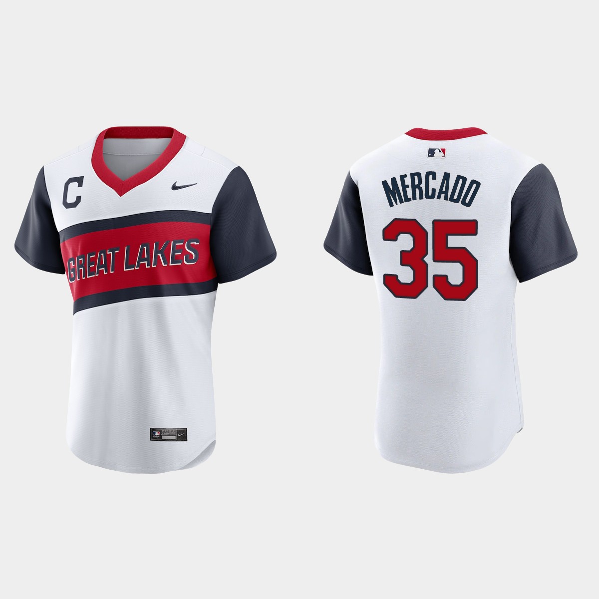Cleveland Indians #35 Oscar Mercado Men's Nike White 2021 Little League Class Authentic MLB Jersey Cleveland Indians #35 Oscar Mercado Men's Nike White 2021 Little League Class Authentic MLB Jersey
