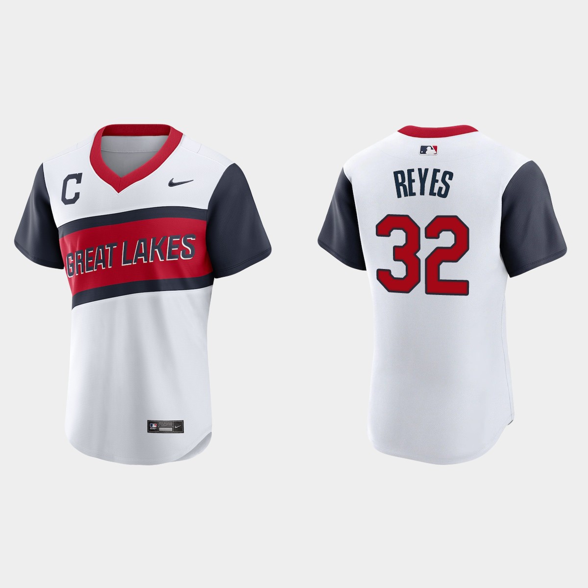 Cleveland Indians #32 Franmil Reyes Men's Nike White 2021 Little League Class Authentic MLB Jersey Cleveland Indians #32 Franmil Reyes Men's Nike White 2021 Little League Class Authentic MLB Jersey