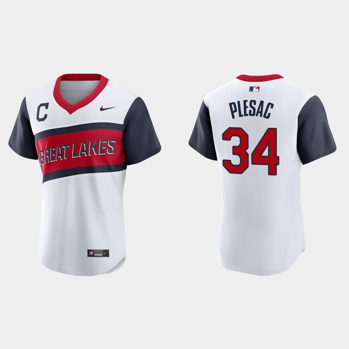 Cleveland Indians #34 Zach Plesac Men's Nike White 2021 Little League Class Authentic MLB Jersey Cleveland Indians #34 Zach Plesac Men's Nike White 2021 Little League Class Authentic MLB Jersey