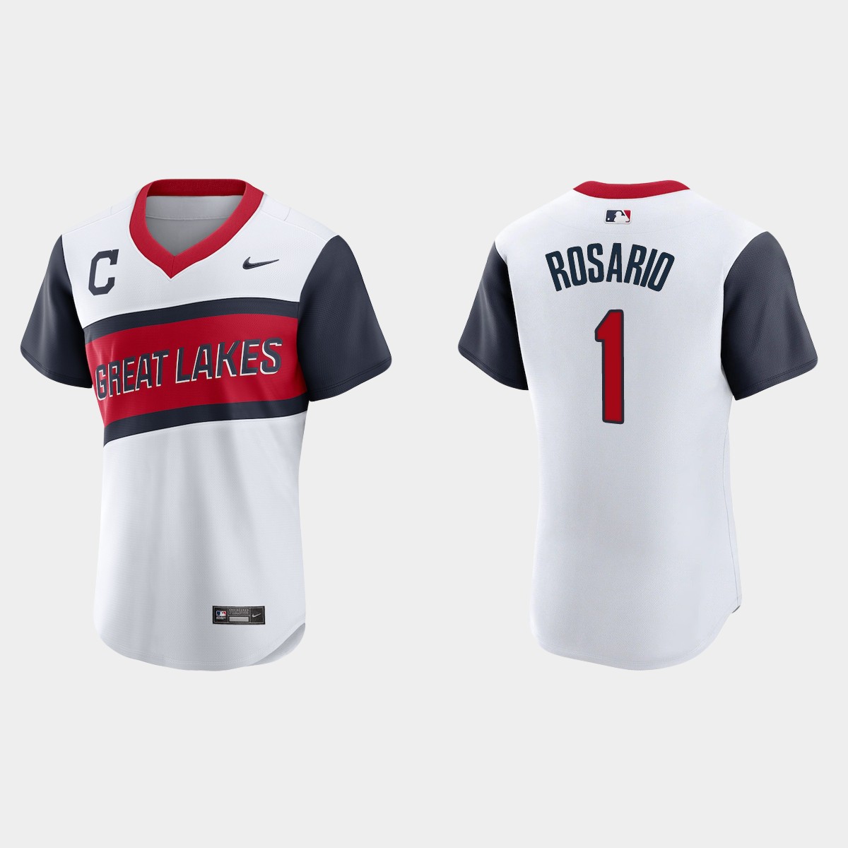 Cleveland Indians #1 Amed Rosario Men's Nike White 2021 Little League Class Authentic MLB Jersey