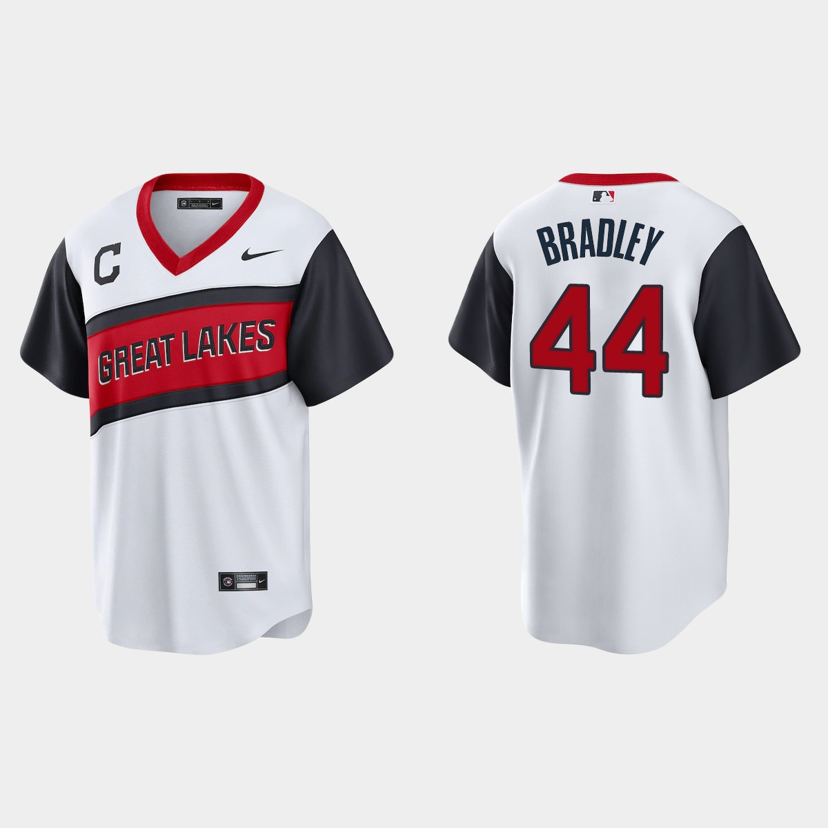 Cleveland Indians #44 Bobby Bradley Men's Nike White 2021 Little League Classic Game MLB Jersey Cleveland Indians #44 Bobby Bradley Men's Nike White 2021 Little League Classic Game MLB Jersey
